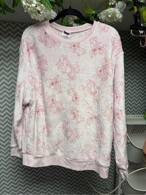 Cozy Plush Pink Floral-Print Sweatshirt - Disney Angel from Stitch